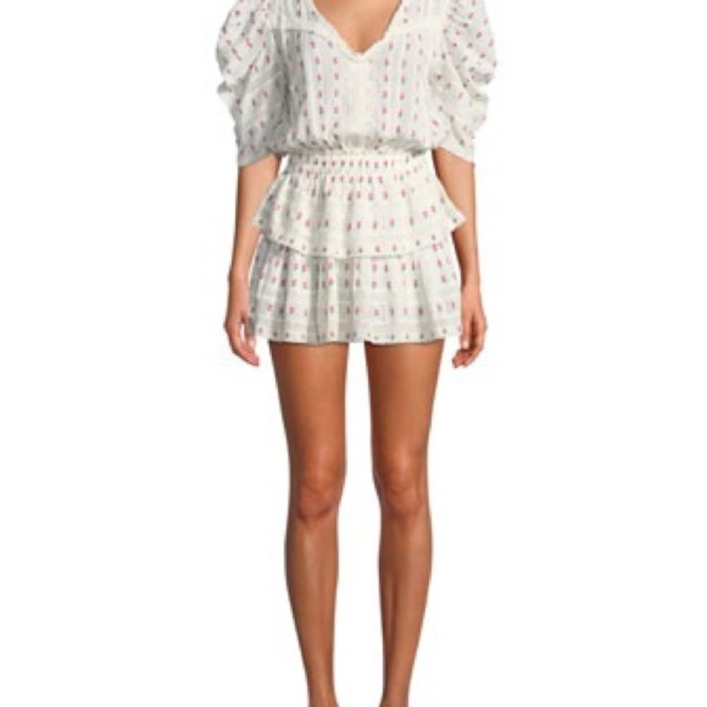Loveshackfancy Marissa dress, white mini dress with rose embroidery